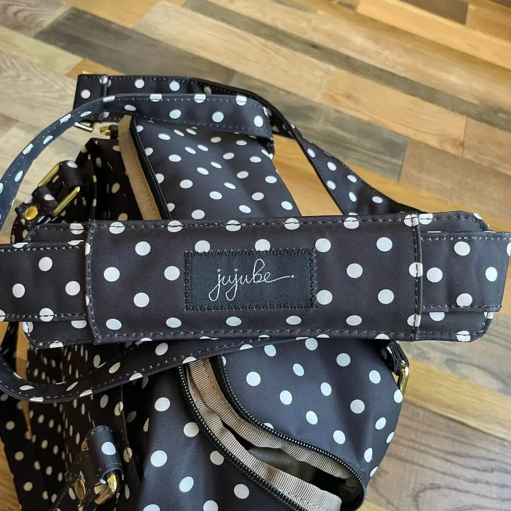 JuJuBe BFF Convertible Diaper Bag The Duchess Black White Polka Dot
